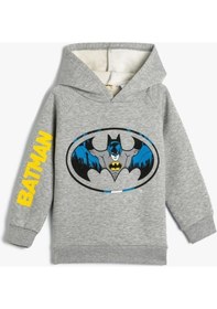 Resim Koton Erkek Çocuk Disney Batman Sweatshirt Lisanslı Uzun Kollu Şardonlu 001 Gri 