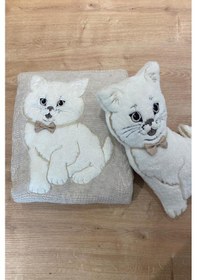Resim Oyuncak Hediyeli Bebek Triko Battaniye 90x90 Cm Bej Bej 