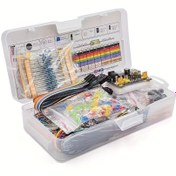 Resim Başlangıç Seviyesi İçin 830 Noktalı Breadboard İle Tam Arduino Başlangıç Kiti, Güç Kaynağı, Buzzer'lar, Düğmeler, Direnç Paketi, LED'ler ve Tel Jumper'lar İçeren Bileşenler - Dayanıklı Saklama Kutusu Dahil 