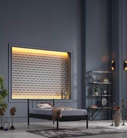 Resim Unimet Falez-s Tek Kişilik Ferforje Metal Karyola-siyah (AHŞAP LATALI) 