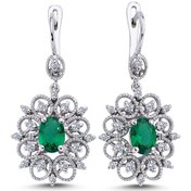 Resim Lova Pırlantalı Oval Zümrüt Küpe - 3070017 