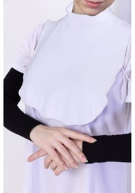 Resim Loggia Balıkçı Yaka Boyunluk Beyaz - Dik Yakalı Kadın Tesettür Penye Yarım Body Hijab Namaz Boyunluğu Beyaz 
