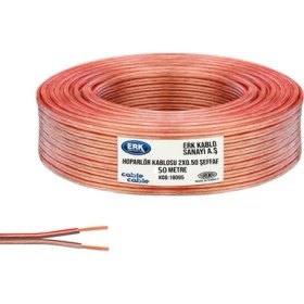 Resim Erk 50 Metre Hoparlör, Elektrik ve Ses Kablosu Kordon 2x0.50 Şeffaf 