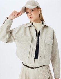 Resim Gömlek Yaka Cep Detaylı Düğmeli Dokulu Shacket 