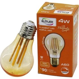 Resim Krm Elitled A-60 4W - E27 Gold Color Flament LED Rustik Ampul 500LUMEN Kırılmaz Gövde (5047) Krm 