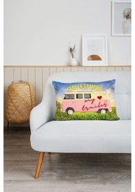 Resim Karavan Camping-2 Baskılı Tv Battaniyeli Opsiyonel Dekoratif Yastık Battaniye 2in1-01 Çok Renkli 
