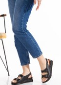 Resim İLOLİCA Iç Dış Hakiki Deri Cool Comfort Ortopedik Taban Tokalı Kadın Sandalet 