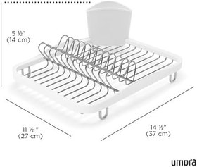 Resim Umbra Sinkin Metal Bulaşıklık, Ayrışma Çatal Bıçak Sepetili, Lavaboya veya Çalışma Parçalarına Uyar, Kompakt ve Kullanışlı, Beyaz/Nikel 