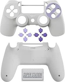 Resim eXtremeRate Classics SNES Style Replacement Touchpad Front Back Shell with Face Buttons Compatible with ps4 Slim Pro CUH-ZCT2 Controller - Controller NOT Included 