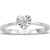 Resim Lova 0,50 Karat Efektli Pırlanta Kalp Tektaş Yüzük - 1020431 
