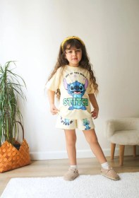 Resim Kız Çocuk Ekru Stitch Takım 