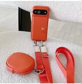 Resim Turcoshop11 Pixel 6a Avrupa Amerikan Tarzı Yan Flip Katlanır Kartlık Ve Madeni Para Çantası 