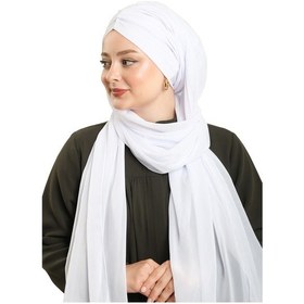 Resim Hürrem Bone Beyaz Pratik Hazır Geçmeli Bone Şal Şifon Drapeli 2507 42 beyaz 