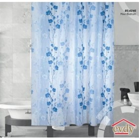Resim Evdy Duş Perdesi 4246 Mavi Bodrum Çift Kanat 100 x 200 cm 