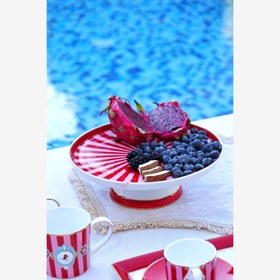 Resim Kırmızı Pembe Porselen Kek Standı 24 Cm Love Birds Collection by Pip Studio 