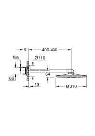 Resim Grohe Rainshower Smartactive 310 Tepe Duşu Seti 430 Mm, 2 Akışlı - 26475gn0 