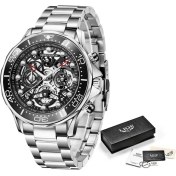 Resim Hanyang Gümüş Siyah Lıge Moda Tüm Altın Erkek Saatler Üst Marka Lüks Paslanmaz Çelik Kuvars Izle Erkekler Için Su Geçirmez Spor Saat Erkek Kronograf (Yurt Dışından) 