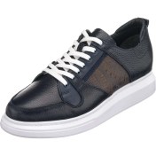 Resim Costo Shoes KZ4113 Lacivert Büyük Numara Dana Derisi Rahat Geniş Kalıp Erkek Spor Ayakkabı 