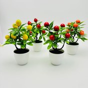Resim 1 Adet Gerçekçi Yapay Meyve Ağacı Bonsai - Portakal, Limon, Kiraz, Nar Beyaz Saksıda Ev Dekoru & Masaüstü Süs, Mevsimlik Dekorasyon | Gerçekçi Meyve Bonsai | Bakım Gerektirmeyen Dekor, Yapay Bonsai Ağacı 