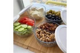 Resim Feyza Design Iki Bölmeli Kahvaltılık Saklama Kabı Seti, 4'lü, Pratik ve Dayanıklı 