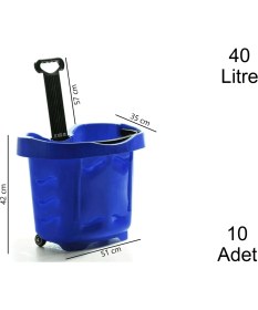 Resim Marketix Tekerlekli Plastik Market Alışveriş El Sepeti 40 Litre Mavi 10 Adet 