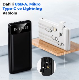 Resim ACL Pw-82 10.000mah Powerbank | Çoklu Şarj Kablolu, Hızlı & Taşınabilir Şarj Cihazı 