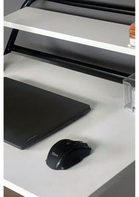 Resim Lich Metal Ayaklı Katlanır Çalışma Masası Beyaz Raflı Laptop Sehpası Çizim Ve Ders Masası Beyaz - Siyah 