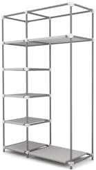 Resim Dzgn Home Tek Yandan Raflı Metal Bez Dolap Gardrop-Gri 