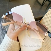 Resim Şık Retro Oval Kadın Gözlükleri - Büyük Çerçeve, Aynalı Lensler, Zincir Kayış ve Dekoratif Variller, Sürüş için Mükemmel & Moda Aksesuarları | Şık Retro Oval Moda Gözlükleri | Zarif Parlak Yüzey, Gözlük Aksesuarları 