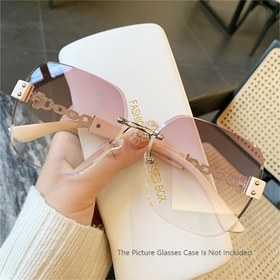 Resim Şık Retro Oval Kadın Gözlükleri - Büyük Çerçeve, Aynalı Lensler, Zincir Kayış ve Dekoratif Variller, Sürüş için Mükemmel & Moda Aksesuarları | Şık Retro Oval Moda Gözlükleri | Zarif Parlak Yüzey, Gözlük Aksesuarları 