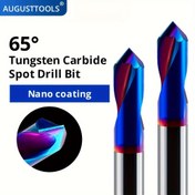 Resim 65 Derece Nanometre Mavi Tungsten Çelik Ucu Delme ve Kenar Kırma Bıçağı Delik Pozisyonlama Delme Merkezi Delme CNC Çeliği 90 Derece ile 