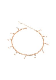 Resim Brezza Lusso Jewelry Diktörtgen Taşlı Sallantılı Gurmet Zincir Gümüş Kadın Ayak Halhal Rose 
