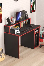Resim Arvessohome Oyuncu Masası Gamer Model Çalışma Masası Siyah-Kırmızı Model 