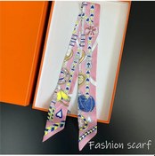 Resim Snapbuy Fransız Stil Kadın Eşarp - Kalp Tokalı, Tüy Desenli, Çok Fonksiyonlu Aksesuar Royal Blue Xxs 