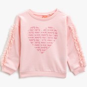 Resim Kız Bebek Fırfırlı Pamuklu Baskılı Bisiklet Yaka Uzun Kollu Sweatshirt 