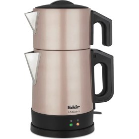Resim Fakir Chaizen Elektrikli Çay Makinesi 2 l Su Isıtıcı 1 l Demlik Pembe Paslanmaz Çelik Sıcak Tutma Özellikli 