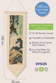 Resim Duvar Halısı Pinterest Dekoru, Hokusai Sanat Serisi 100cm Kanvas Flama Askılı Duvar Örtüsü NO:650 - Renkli - 3 / 30 x 100 