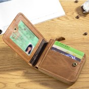 Resim Vkemall Erkek Deri Cüzdan, Vintage Renkli, Çoklu Kartlık Ve Para Bölmeli, İki Katlı Zipli, Organize Etme Fonksiyonu İle Güvenli Taşıma Açık Kahverengi 