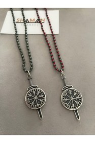 Resim Shaman İstanbul Erkek Kırmızı Viking Tılsımı Madalyon 