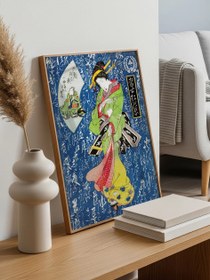 Resim Keisai Eisen Geisha in Green Yellow Kimono - Art Print - William Turner / 61x91 cm 