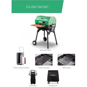 Resim Guruss Cg-050 Kömürlü Barbekü Mangal Tam Set Yeşil Model:grs08 