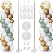 Resim 1/2 Set Ayarlanabilir Balon Sütun Tutucu Seti, 1/2 Set - Yeniden Kullanılabilir Metal Teleskopik Tasarım Mezuniyet, Doğum Günü, Düğün Dekorasyonu, Yıldönümü, Gelin Duşu - Noel, Sevgililer Günü, Yeni Yıl, Babalar Günü için Uygun - Güç Kaynağı Gerekmez 