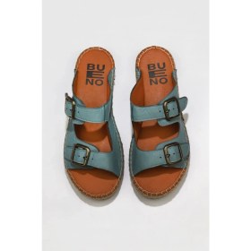 Resim Bueno Shoes Mavi Deri Kadın Düz Terlik 