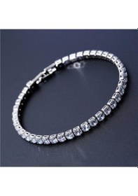 Resim Zcjb 4mm Kübik Zirkonya Yeşil Tenis Bilekliği Zincir Bilezikler Kadın Erkek Altın Gümüş Renk El Zinciri Cz Zincir Homme Takı-76101 