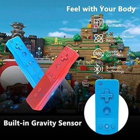 Resim Wii Kumanda 4'lü Paket, WiFi Uzaktan Kumanda Silikon Kılıflı ve Bilek Kayışı Wii/Wii U Konsolu ile Uyumlu - Beyaz+Siyah+Mavi+Kırmızı 