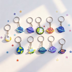 Resim 11 Parça Gezegen Anahtarlık Seti: Dünya, Mars, Jüpiter, Uzay Astronotu DIY Hediye 