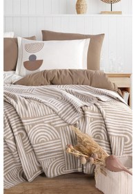 Resim İyi Geceler İstanbul Babil Bej %100 Pamuk Çift Kişilik Battaniyeli Nevresim Takımı Bej 