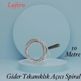 Resim Lufern Premium 10 Metre Tıkanıklık Kanal Açma Klozet Gider Açıcı Boru Temizleme Spiral Tel Susta Manuel Uç 