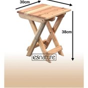 Resim Esnature Vernikli Doğal Ahşap Katlanabilir Kamp Piknik Tabure 1 Kahverengi 