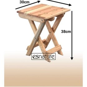 Resim Esnature Vernikli Doğal Ahşap Katlanabilir Kamp Piknik Tabure 1 Kahverengi 